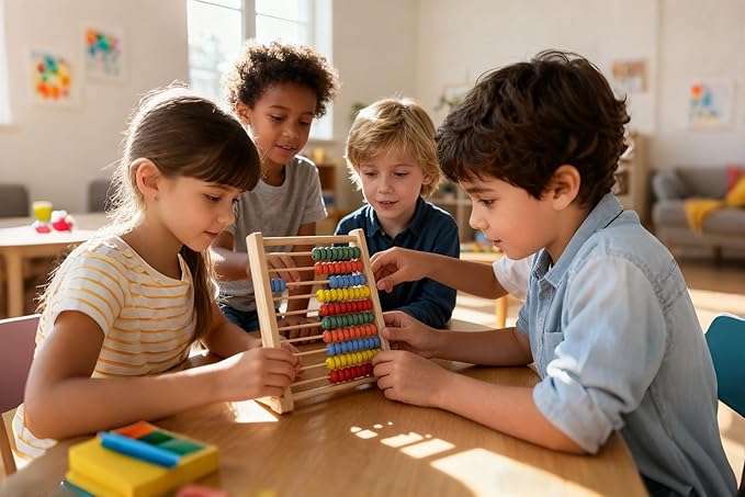 MAGIKON Wooden Counting Number Frame, 10 Rows Abacus for Learning Math (8-Inch)