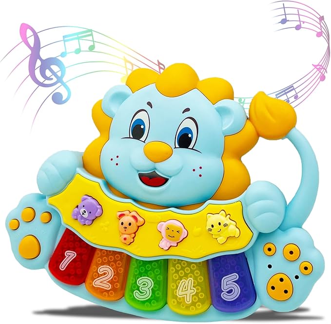 Baby Piano Keyboard Toys 12-18 Month Early Learning Light Up Music Toys Infant Gifts for 1 Year Old Boys Girls (Lion)