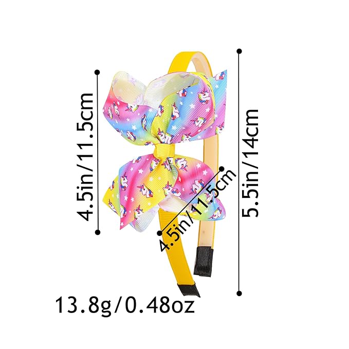10pcs Unicorn Hair Bows Headbands Pineapple Mermaid Print Headband Girls Princess Hairbands for Children Kids
