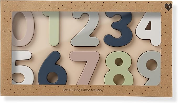 Ali+Oli Baby Soft Silicone Number Puzzle Toys for Toddlers (11 Piece Set) - Montessori Learning Puzzle - Silicone Number Shape Sorter Toy