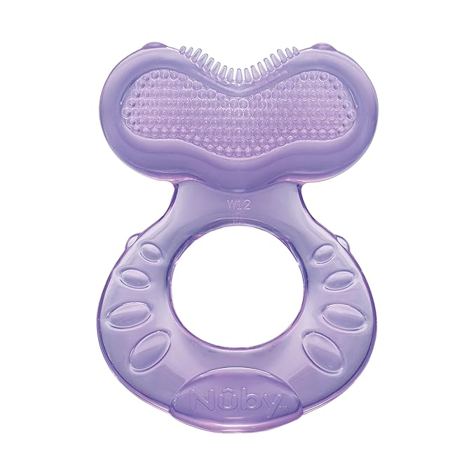 Nuby 3 Step Soothing Teether 3 Piece Set- Front, Middle, Back Teeth Teething- Pink/Purple, 3 m+