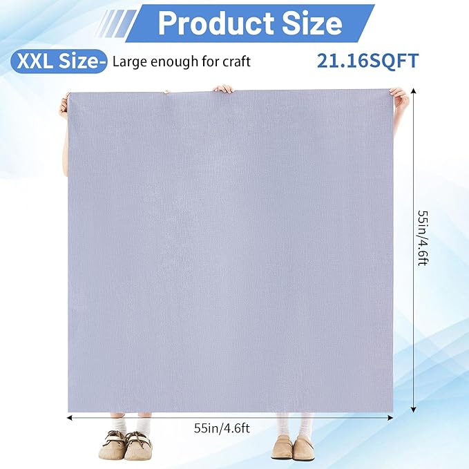 Drydiet 55x55 Inch Extra Large Craft & Painting Floor Mat - Waterproof Non-Slip PVC Art Rug, Floor Protector for Easel Painting Pottery Messy Projects, Washable Roll-up Spill Mat(Gray, Plain)