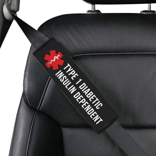 Type 1 Diabetic Insulin Dependent Custom Size Medical Alert Car Seat Belt Cover for Adults Girls and Boys Safety Seatbelt Belt Strap Shoulder Pad for a More Comfortable Driving 74