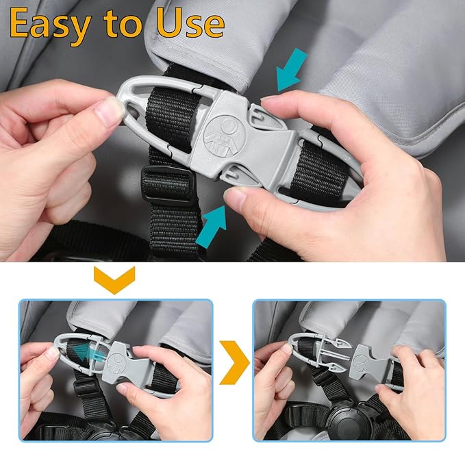 Child Car Seat Chest Harness Clip Universal Replacement for Kids, Toddler, Stroller, Baby Essentials, Baby Car Seat Accessories, Grey, Rectang (6.93 x 3.98 x 0.87 inches)