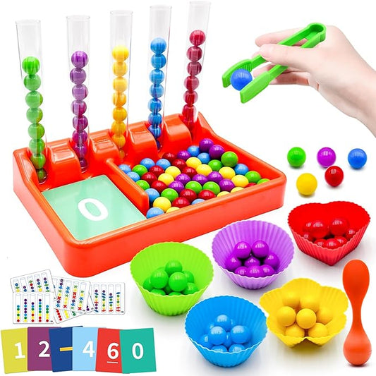 Counting and Color Sorting Toys for Toddlers, Number Crunching Clip Bead Matching, Educational Montessori Toys for Kids 3 4 5 6 7 Year Old, Preschool Learning Toys, Fine Motor Skills
