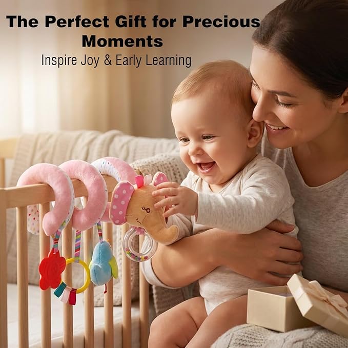Multi-Use Baby Spiral Activity Toy – Spiral carseat Toy for Car Seat, Stroller,Play Gym, Keeps Baby Quiet, Easy Travel Solution