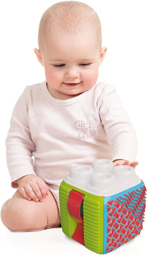Clementoni Soft Clemmy Building Blocks - Sensory Activity Cube - Sensory Cube Game Activities and Textures, Soft Builds Baby from 6 Months, Made in Italy, 17902