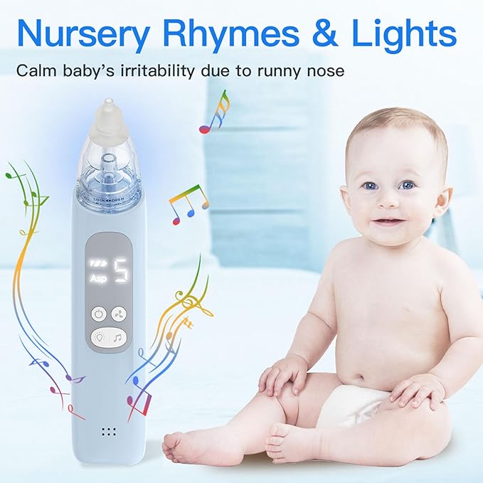 X-Bosak Nasal Aspirator for Baby, Electric Nose Sucker for Baby, Snot Sucker with 5 Levels Suction, Soothing Light & Nursery Rhymes