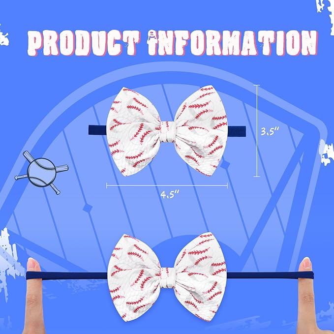 Baseball Baby Bows 0-6 Months Red Hair Bow Sport Baby Headband Soccer Bows for Girls Baseball Hairband Infant Bows Headband Game Hair Accessories