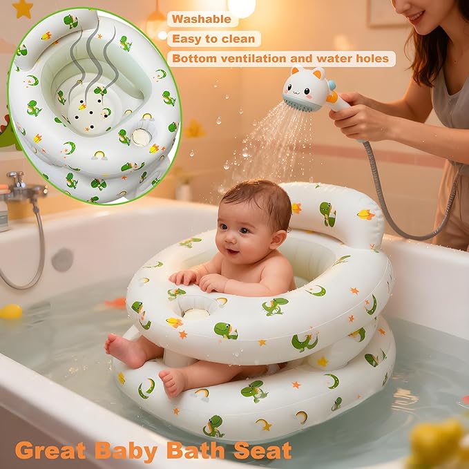 EXBEPE Thickened Inflatable Baby Seat, Sit Me Up Floor Seat for Babies 3-36 Months with Tray, Sitting Support Infant Chair, Built in Air Pump