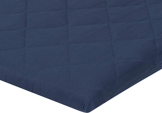 Dark Navy Blue Pack n Play Quilted Mattress Sheet Ultra-Soft, Comfortable Portable Crib Mattress Sheet for Baby Boys; Playpen or Mini Crib Fitted Sheet with Quilted Top