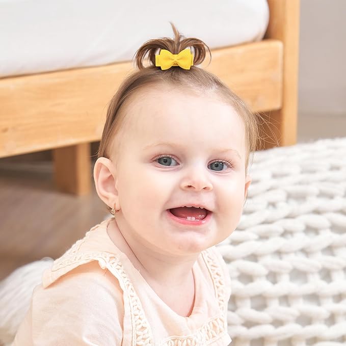 Mini Fully Lined Grosgrain Ribbon Bows Hair Clips for Girls and Infants - 1.2" Tiny Hair Clips in 20 Color Pairs (40PCS)