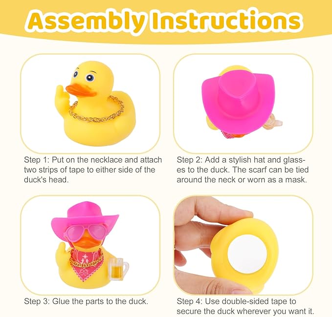 2pcs Funny Rubber Ducks for Dashboard, Cute Car Rubber Cool Duck Ornament with Mini Glasses Hat Scarf Accessories Decor for Home Office Refrigerator Decoration (Pink, Black)