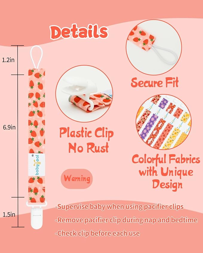 babygoal Pacifier Clips, 8 Pack Binky Paci Holder Clips Fits for Most Baby Pacifiers and Binkies