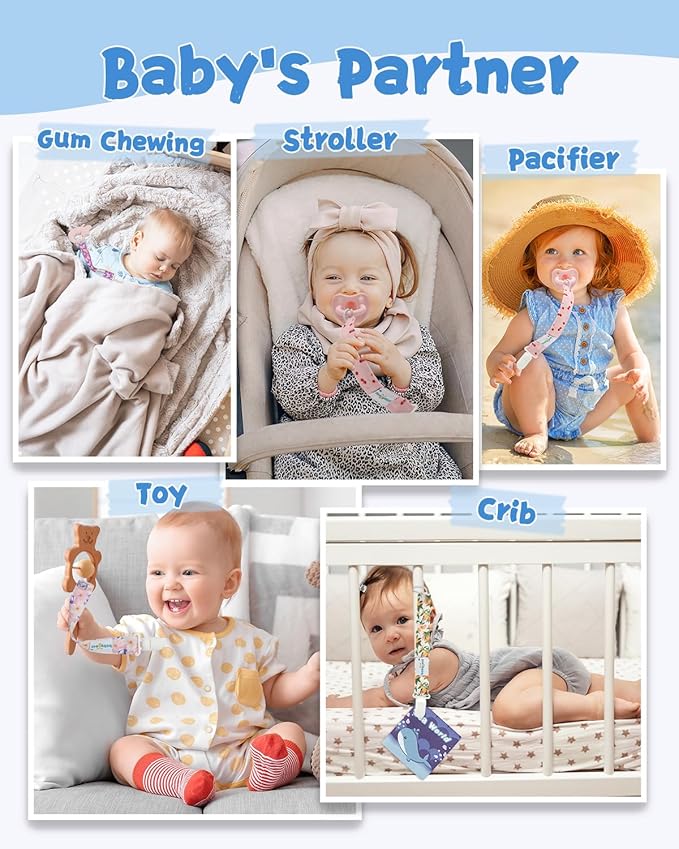 babygoal Fruit Pacifier Clips, 8 Pack Binky Paci Holder Clips Fits for Most Baby Pacifiers and Binkies
