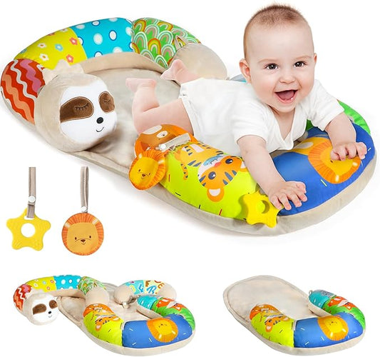 URMYWO Tummy Time Activity Mat - Cozy Tummy Time Mat for Newborn 0-12 Months, Breathable Soft Infant Baby Sit Me Up Floor Seat Early Sensory Development Play Toys Baby Registry Research Shower Gifts