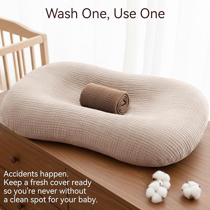 Muslin Baby Lounger Cover 2 Pack, Cotton Soft Breathable Infant Nest Slipcovers, Envelope Closure, Compatible with Snuggle Me Loungers, Machine Washable, Cover Only, for Boys Girls(Brown & Beige)