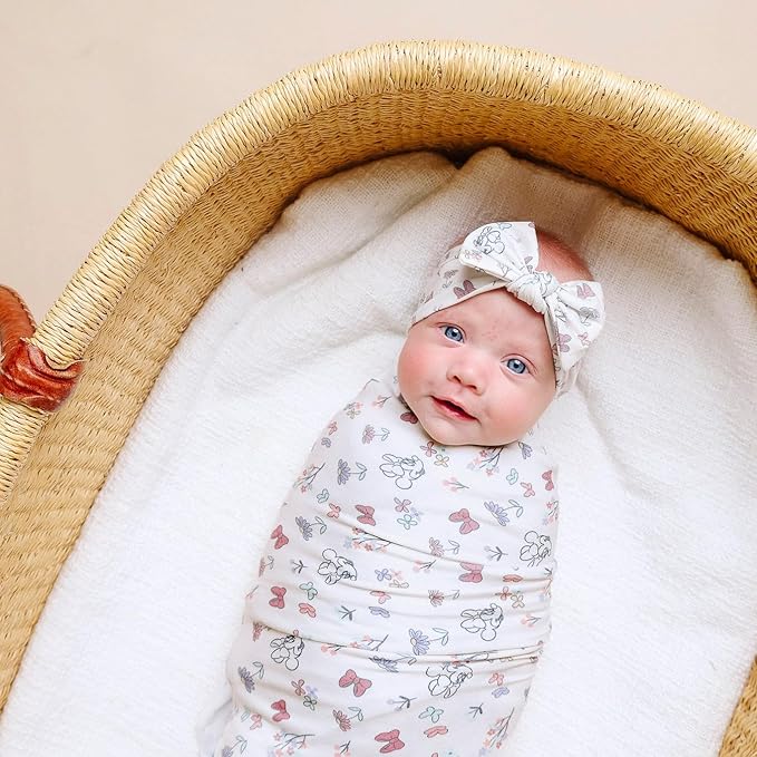 Copper Pearl Baby Stretchy Soft Knit Headband Bow Minnie Mouse's Bowquet
