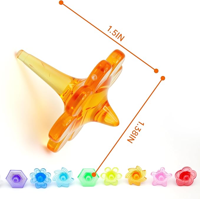 200 Pcs Bulk Pack Spinning Tops Colorful Crystal Tops Assorted Gem Spinners Gyros for Kids Gifts Party Favors