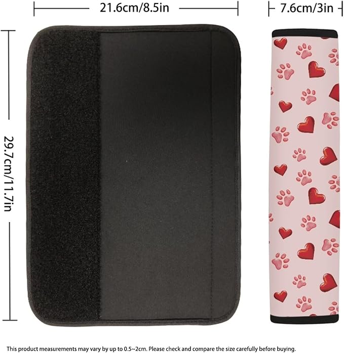 UNICEU Red Love Heart Dog Paw Car Seat Belt Cover Set of 2,Comfortable Soft Seatbelt Shoulder Protection Pads for Women