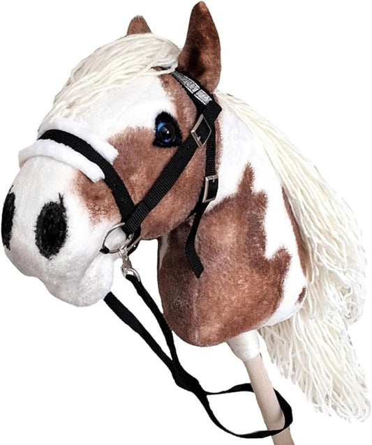 Hobby Horse Pinto Paint A3 Realistic Horse on a Stick with Open Mouth for Children 4 Years