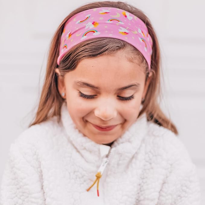 FROG SAC 3 Toddler Headbands for Girls, Wide Elastic Cloth Hair Bands for Kids, Soft Stretch Fabric Head Band Hair Accessories for Children, Cute Sports Yoga Unicorn Butterfly Little Girl Headband