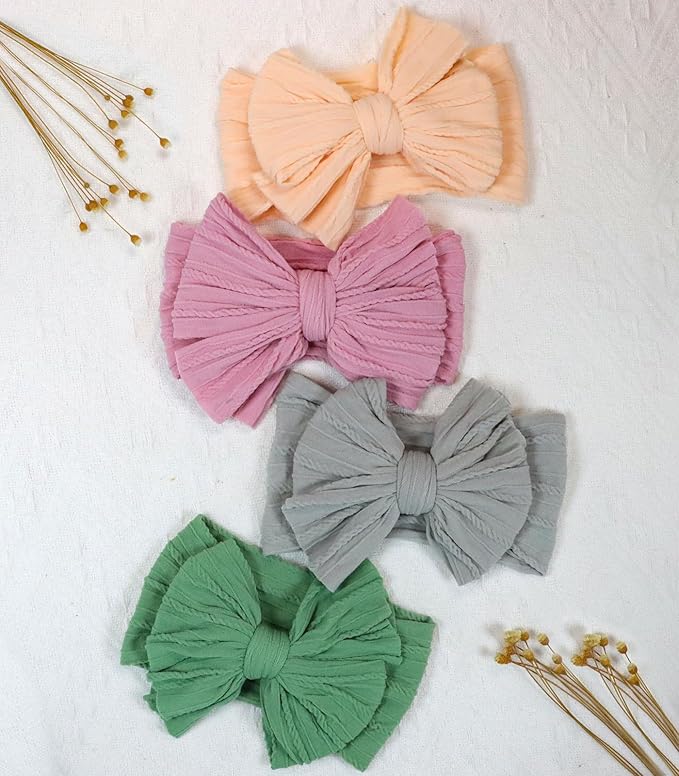 ALinmo 12 Pack Baby Headbands Super Soft Stretchy Nylon Hair Bands Hair Bows Hair Accessories for Baby Girls Newbrons infants Toddlers