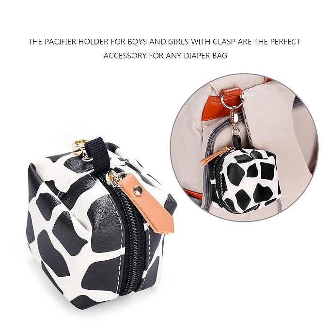 MOMIGO Pacifier Case Bag - Pacifier Holder with Clip for Diaper Bag Stroller Purse Charm, Holds 2 Pacifiers Outdoor Travel (Stone Pattern)