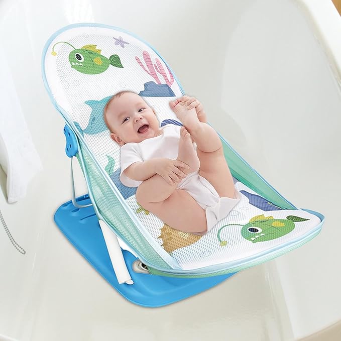 Foldable Toddler Bather - Bathtub Foldable Toddler Bath Bather Seat | Foldable Baby Bather with Bath Stand | Toddler Folding Shower Rack for Bathtub Counter Sink Bathroom