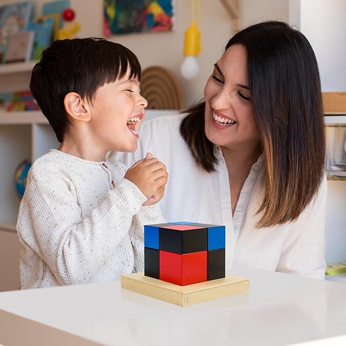 Hidoggy Montessori Binomial Cube, Montessori Sensorial Learning Materials Math Toy for Toddlers, Kids