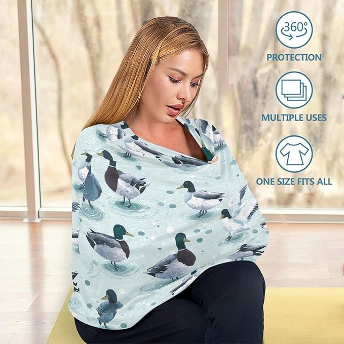 Cute Mallard Ducks Baby Car Seat Covers Farmhouse Animals Carseat Canopy Soft Infant Stroller Cover Nursing Breastfeeding Covers for Girls Boys Newborn Fit Summer Spring Autumn