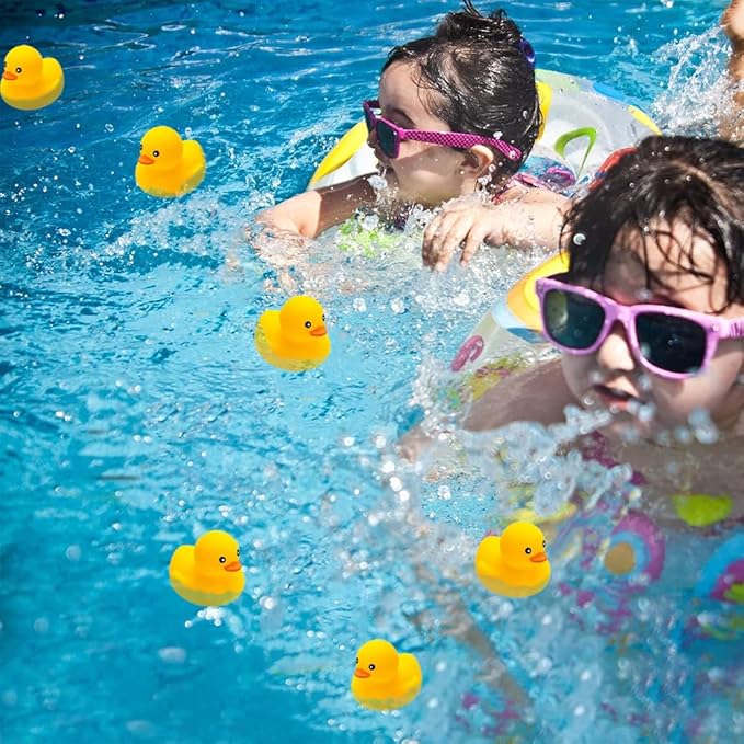 10Pcs Mold Free Yellow Rubber Ducks Waterproof Bath Duck Toys for Toddlers Boys Girls, No Hole Yellow Ducky in Bulk Baby Shower Toy Birthday Party Favors Gift Classroom Summer Beach Pool Party Games