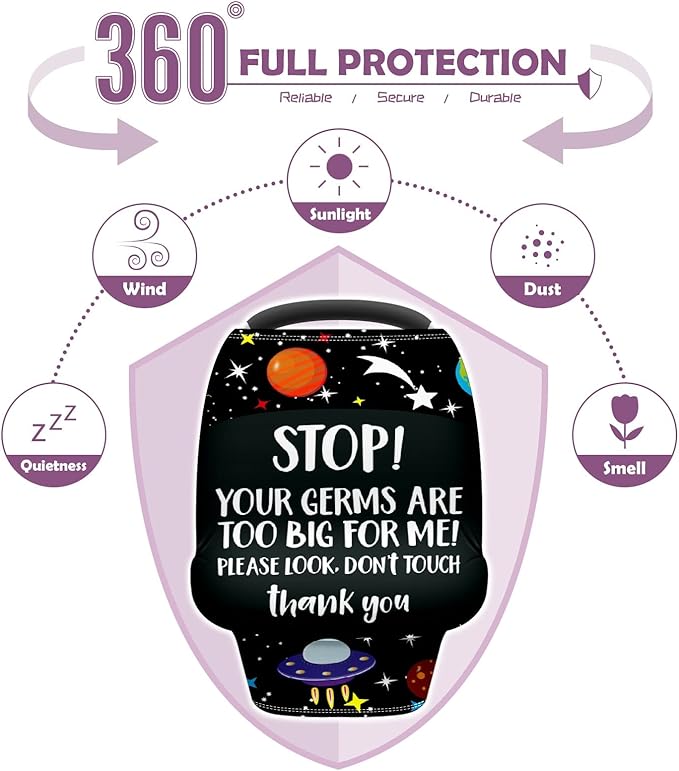 Baby Car Seat Stroller Covers - Don't Touch Outer Space Planets New Mom Nursing Cover Breastfeeding Scarf Soft Breathable Stretchy Coverage Carseat Canopy for Boys and Girls