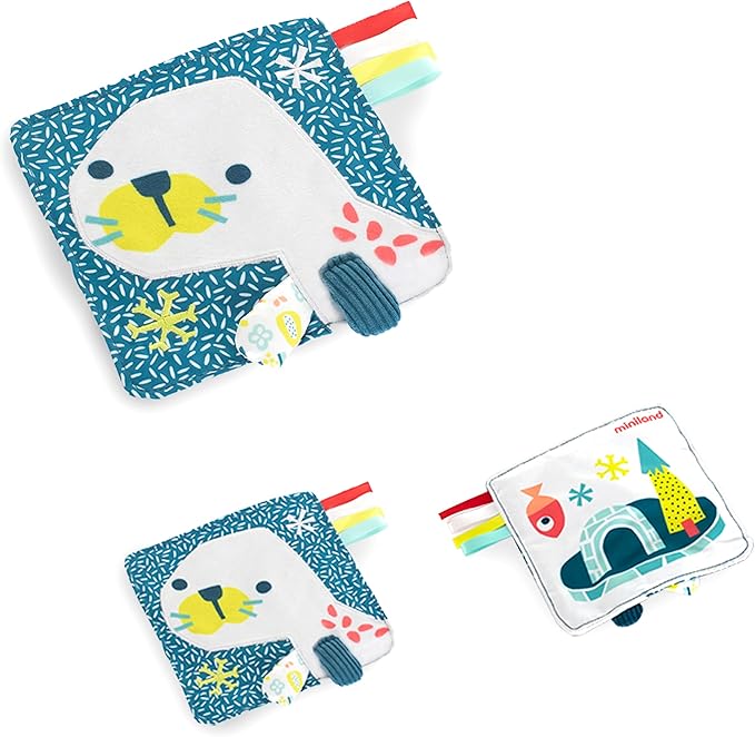 Miniland Feel to Learn Crinkly Sensory Paper Sea Lion for Infant & Toddlers. Multicolored teether with Soft Touch