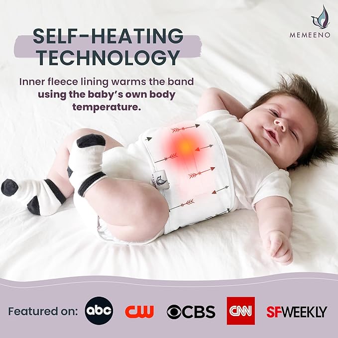 MEMEENO Baby Belly Band for Gas & Colic Relief - Heated Tummy Wrap for Infants, Colic Relief for Newborns
