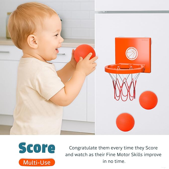MARPPY Bath Toys - Bathtub Basketball Hoop for Toddlers Kids | Suction Cups Baby Mini Basketball Hoop with 4 Soft Balls | Fun Bath Toy for Boys and Girls