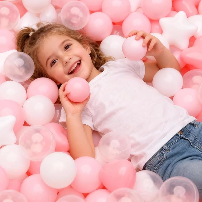 GOGOSO Ball Pit Balls,Plastics Balls for Ball Pit, Stars Hearts Shape for PastelBall for Toddlers Kids