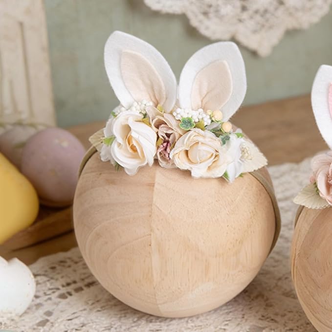 KIDOCHEESE Baby Girl Floral Easter Bunny Ears Headband Rabbit Ears Nylon Hairband for Newborn Infant Toddler Easter Hair Accessories Gift