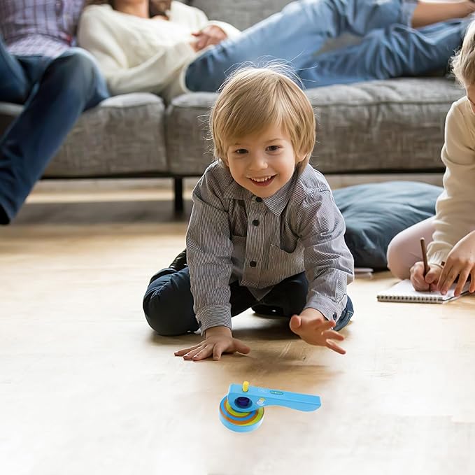 3pcs Wooden Gyroscope with Handle and Pull String for Lightweight Spinning Tops for Fine Motor Skill Development and Coordination Random Color
