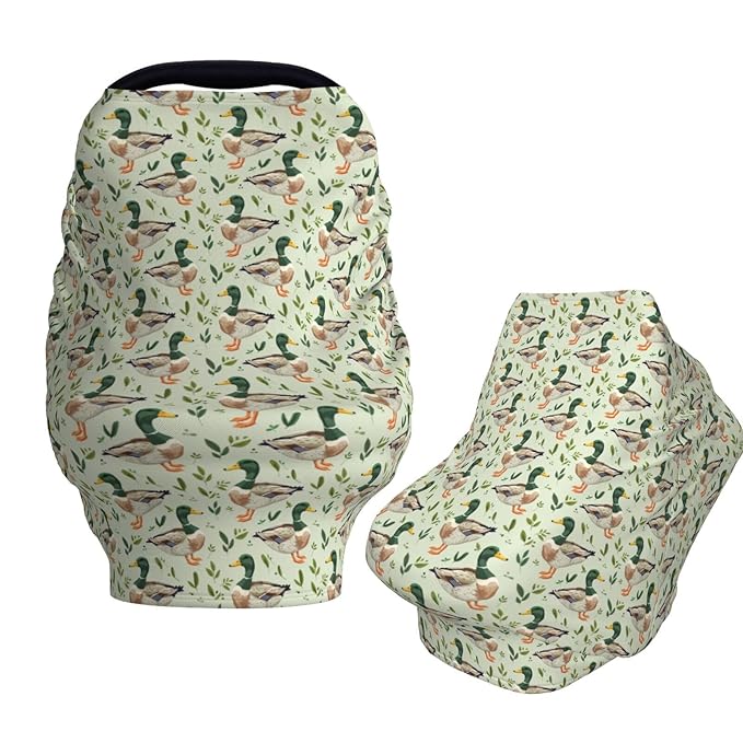 Farm Animal Cute Mallard Duck Baby Car Seat Covers Carseat Canopy Soft Infant Stroller Cover Nursing Breastfeeding Covers for Girls Boys Newborn