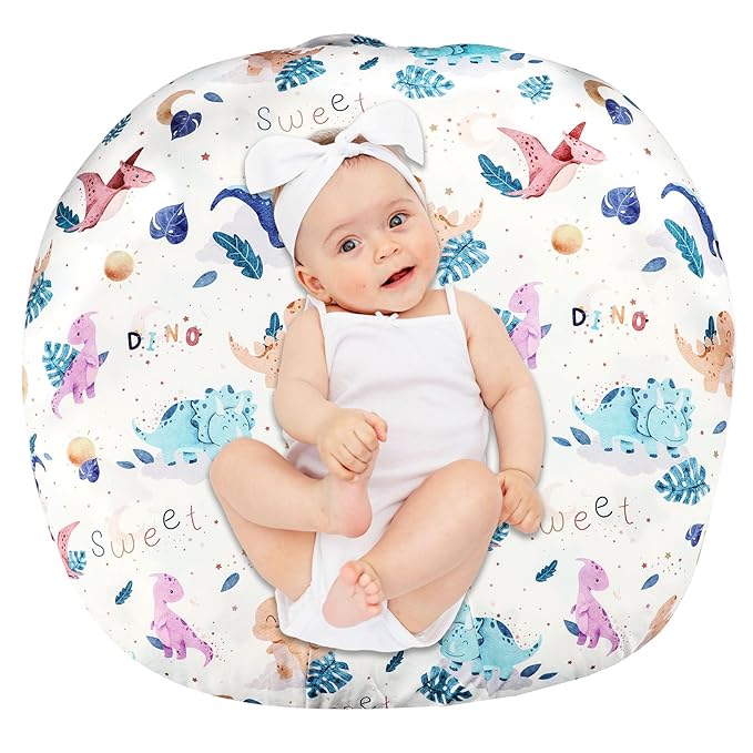 Newborn Lounger Cover, Cute Dinosaur Removable Cover Ultra Soft Comfortable Lounger Slipcover Removable Cover for Infant Lounger Pillow (Lounger not Included)