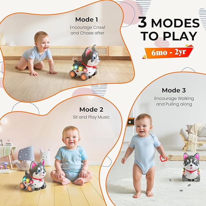 Baby Toys 1 Year Old, Musical Puppy Toys for 6-12-18 Month Girls Boys, Bilingual Educational Toys, Crawling Walking Puppy for 1st Birthday Gifts, Black