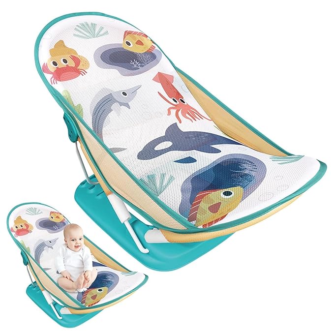 Foldable Toddler Bather - Bathtub Foldable Toddler Bath Bather Seat | Foldable Baby Bather with Bath Stand | Toddler Folding Shower Rack for Bathtub Counter Sink Bathroom