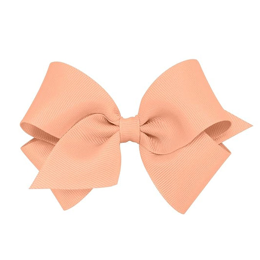 Wee Ones Girls' Plain Wrap Classic Grosgrain Hair Bows on a WeeStay No-Slip Hair Clip, Handmade, Small, Light Coral