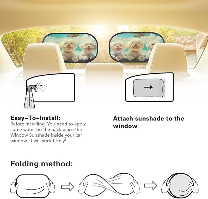 Bulopur 2 Pack Window Shades for Car UV Protection Breathable West Highland Terrier Car Seat Sun Protection Easy to Install Mesh Back Window Sun Shades Universal Fit Mesh Auto Windshield Shades