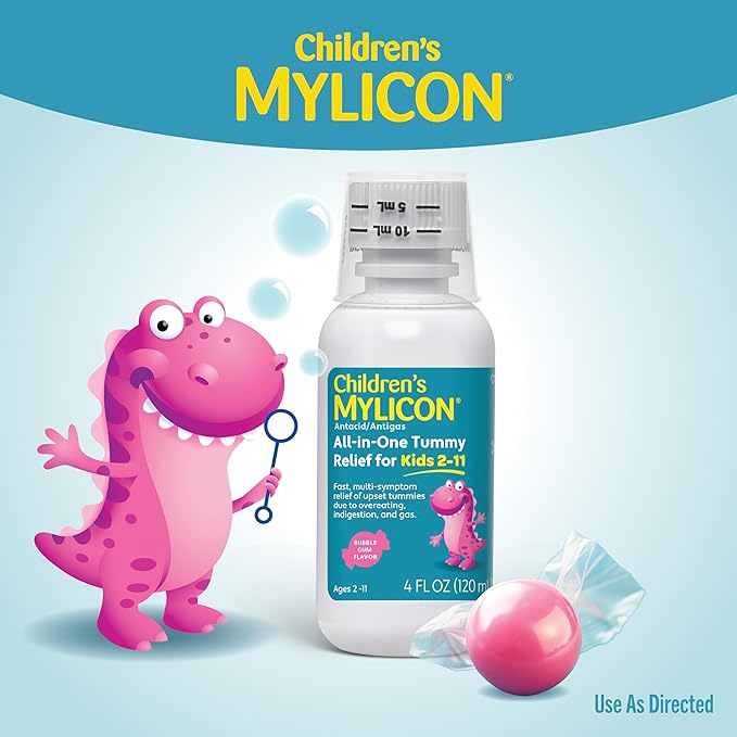 Children's Mylicon All-in-One Tummy Relief Liquid For Indigestion for Kids, Bubble Gum Flavor, 4oz
