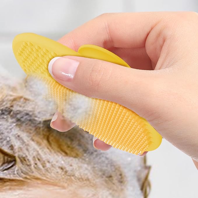Generic Baby Scalp Brush - Silicone Hair Scrubber & Scalp Massager Comb for Newborns & Babies - Cradle Cap Bath Brush, Yellow