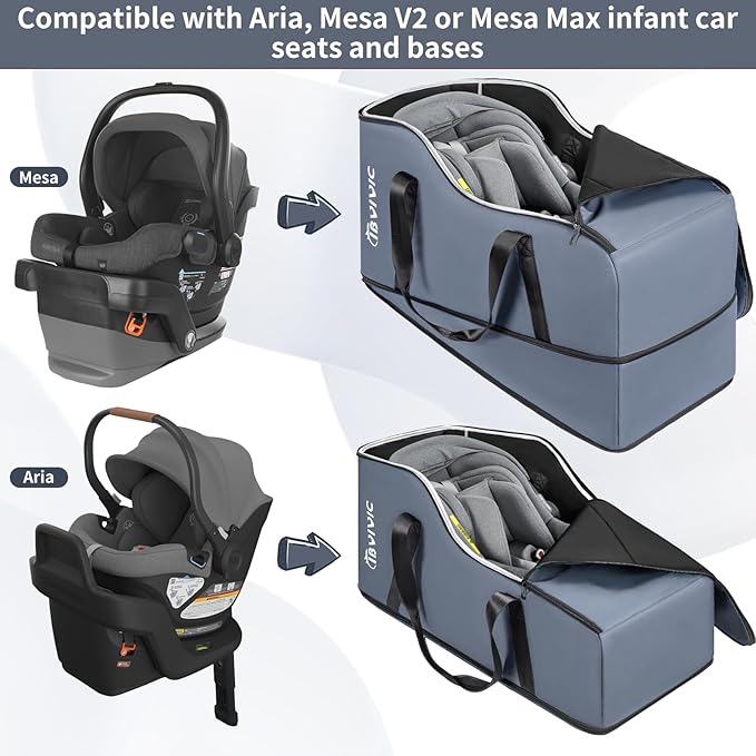 IBVIVIC Car Seat Travel Bag Compatible with UPPAbaby Aria and Mesa, Infant Car Seat Travel Bag Car Seat Cover for Airplane Travel (Grey)