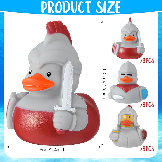 Sotiff 36 Pcs Medieval Rubber Duckies Knight Character Funny Military Rubber Ducks for Carnival Birthday Theme Decor Supplies