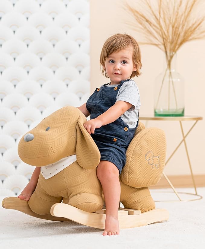 Nattou Rocking Horse Animal for Children, Dog Charlie, 10-36 Months, 65 x 35 x 46 cm, Grey, 388115